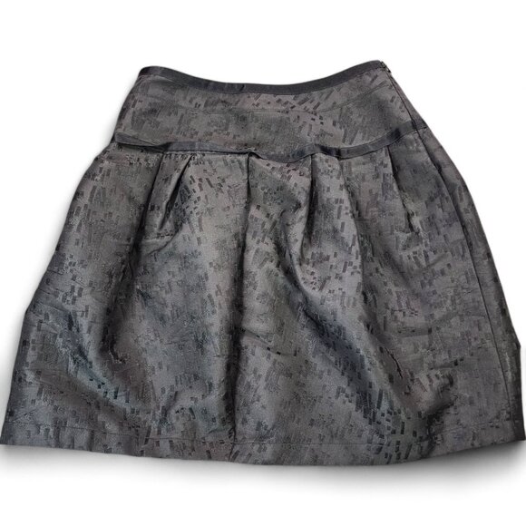 Lida Baday Black Jacquard A-Line Pleated Mini Skirt Women’s Size 10 Silk Blend - Picture 6 of 13